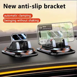 Car phone holder 360 degree rotation, suitable for car navigation in-car dashboard, horizontal and vertical screen adjustment angle, suction cup fixed non-slip mobile phone holder suitable for iPhone and Android