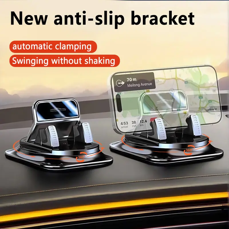 Car phone holder 360 degree rotation, suitable for car navigation in-car dashboard, horizontal and vertical screen adjustment angle, suction cup fixed