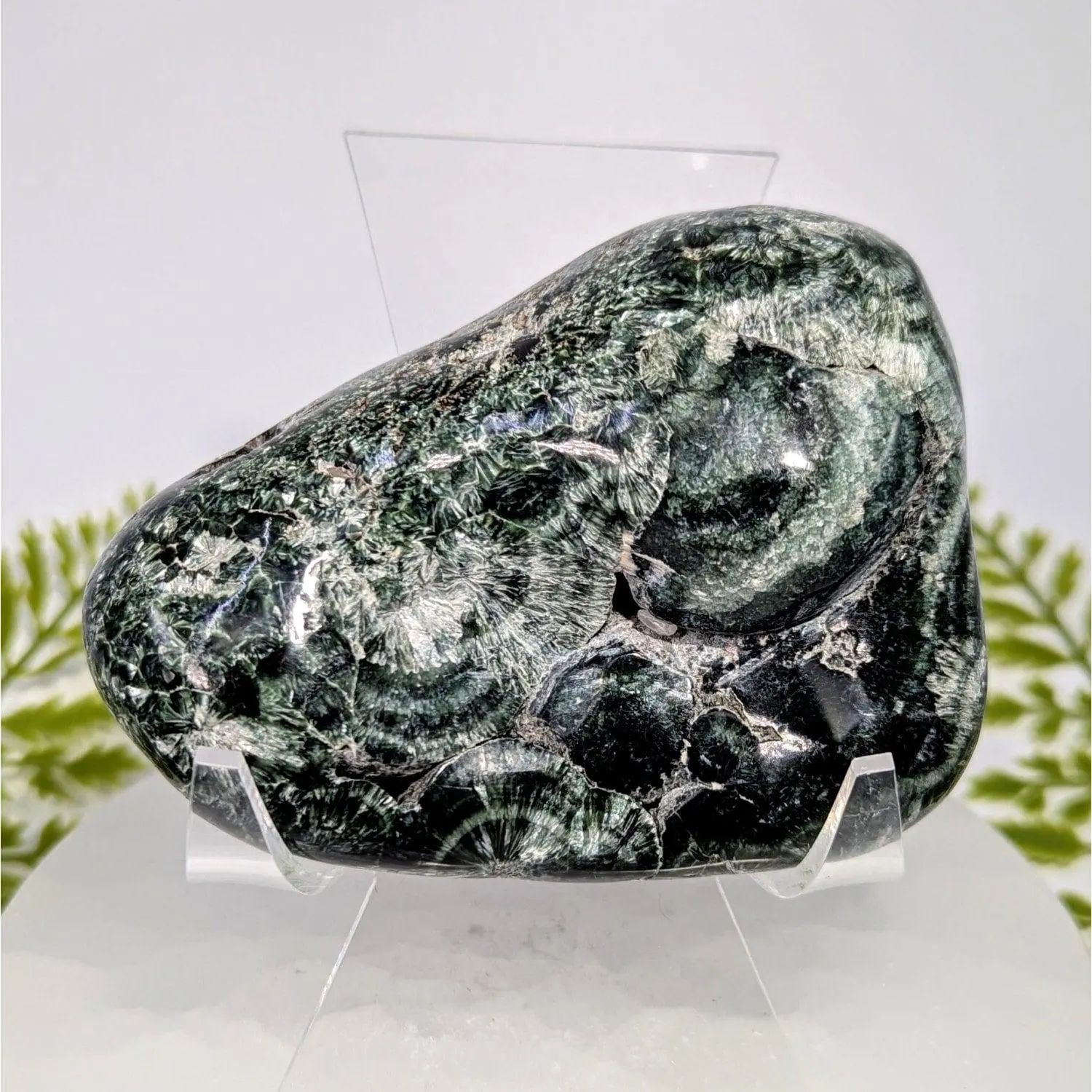 AA Seraphinite Pebble Specimen - 3.5 inches, 322g