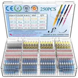 250 count Insulated  Electrical Wire Terminals Heat Shrink Solder  Connectors Kit for Automotive Marine