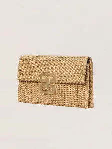 Retro straw chain small square bag, simple metal buckle shoulder clutch, fashionable and exquisite all-match shoulder crossbody small square bag, niche design literary style daily  all-match crossbody bag, Crossbody Clutch Purse