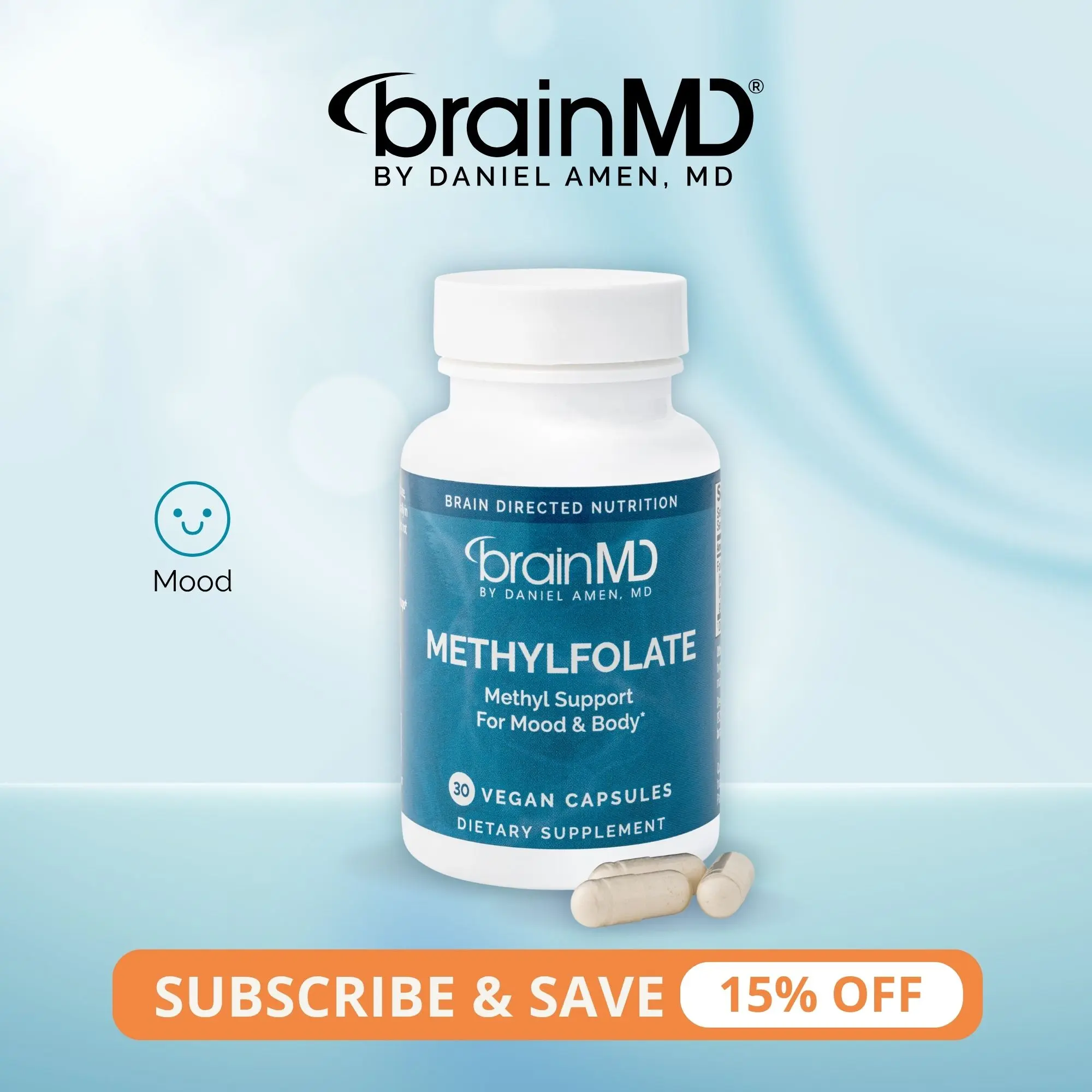 MethylFolate | BrainMD | 30 Capsules | Mood & Cognitive Support | Heart Health & Prenatal Wellness | Active L-Methylfolate 5000mcg