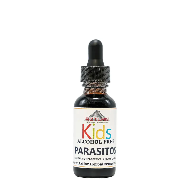 Aztlan Herbal Remedies Kids Parasitos - Alcohol-Free Gentle Herbal Blend with Black Walnut Wormwood Oregano Cloves for Digestive Wellness Healthcare Supplement