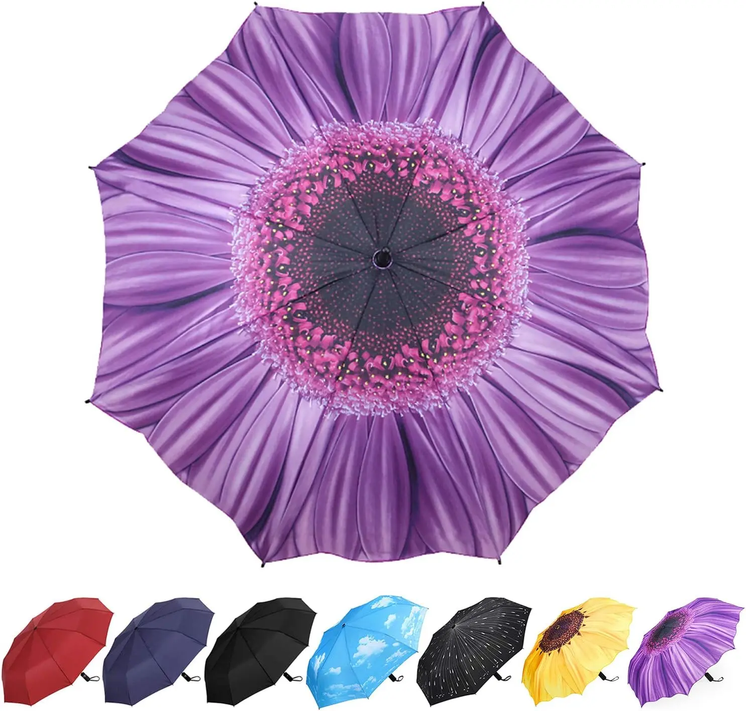 Compact Travel Umbrella - Windproof, Reinforced Canopy, Tested in 60mph Winds,  Reinforced Windproof Umbrella, One Touch Auto Open/Close for Men & Women
