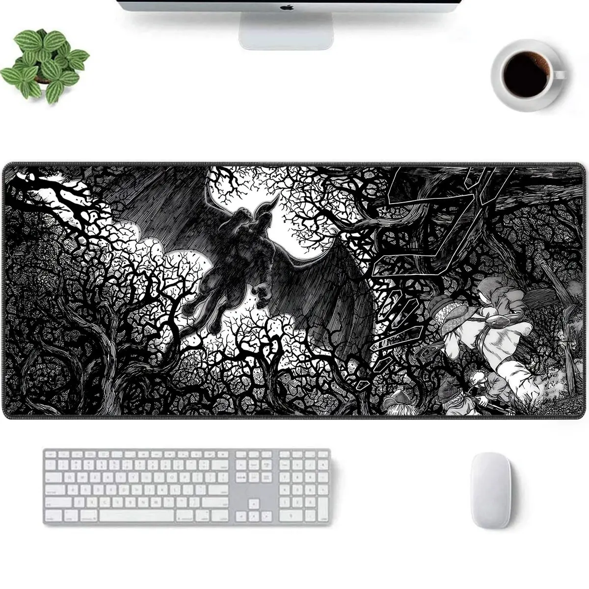 Berserk Gothic Forest Black and White Manga Mouse Pad