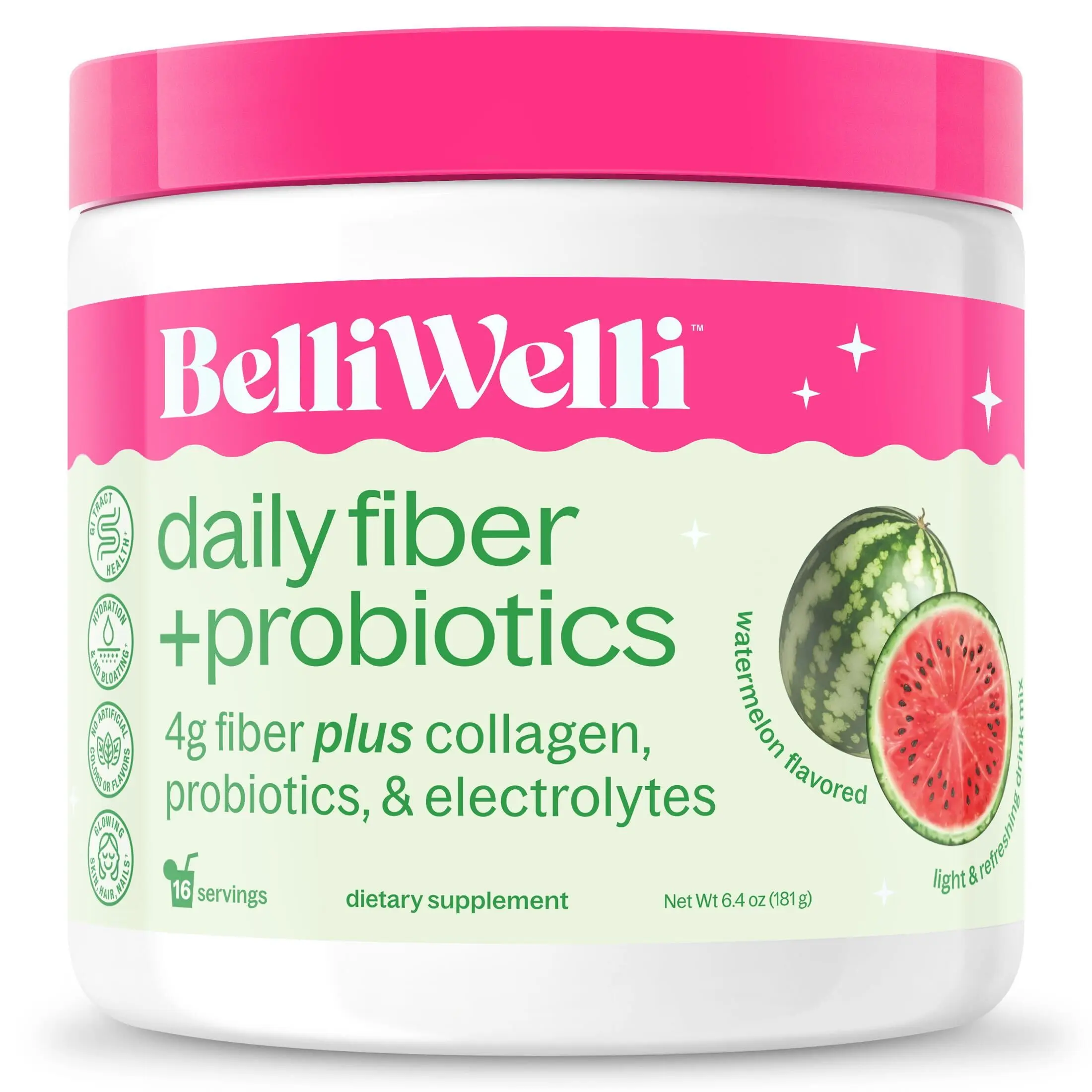 Belli Welli Fiber Supplement for Women & Men – Premium Daily Fiber Powder from Organic Acacia with Added Collagen, Electrolytes & Probiotics