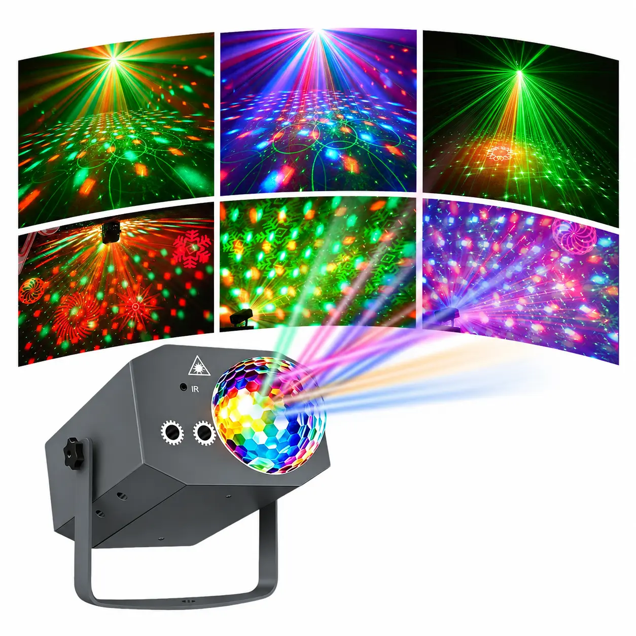 Halloween Day Party RGB Disco Ball Party DJ Lights with Pattern Projection, Music Activated Stage Lighting for Indoor Home Dance, Karaoke, Birthday Parties, Weddings and Clubs