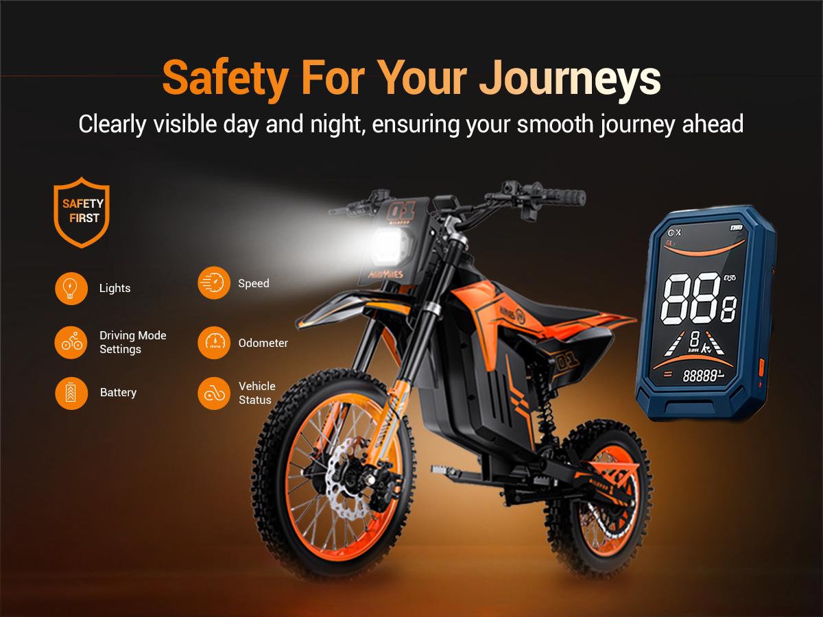 HillMiles MilePop 1 Electric Bicycle — (3000W Peak) Power, equipped with a 48V 25Ah battery, offering a range of 35–45 miles; features hydraulic brakes, a full suspension system, and Bluetooth music functionality; an off-road electric bicycle. HillMiles MilePop 1 Electric Bicycle — (3000W Peak) Power, equipped with a 48V 25Ah battery, offering a range of 35–45 miles; features hydraulic brakes, a full suspension system, and Bluetooth music functionality; an off-road electric bicycle.