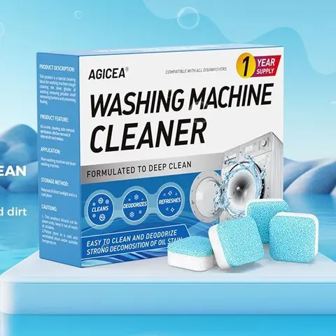 sohochic Washing Machine Cleaner Descaler 12-Tablet Pack - Sustainable Decomposition Deep Cleaning Tablets for HE Front Loader & Top Load Washer, Septic-Safe Eco-Friendly Deodorizer for Drum & Laundry Tub Seal, 12-Month Supply