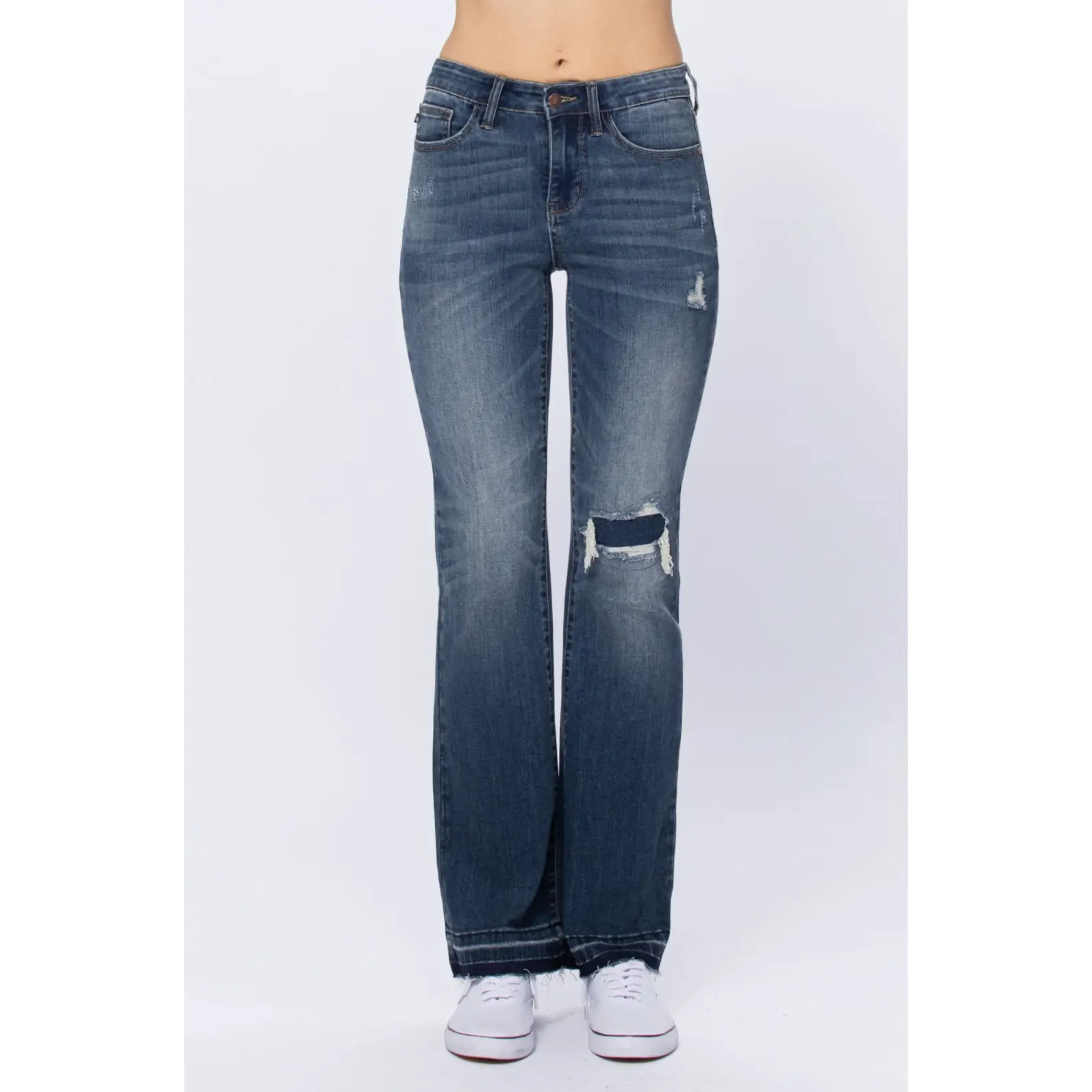 Judy Blue Knee Destroyed Patch Bootcut Jeans