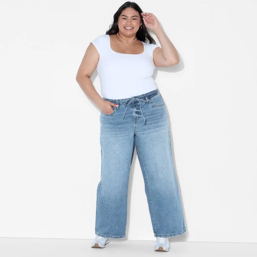 Women's Low-Rise Baggy Jeans - Wild Fable Light Wash 14