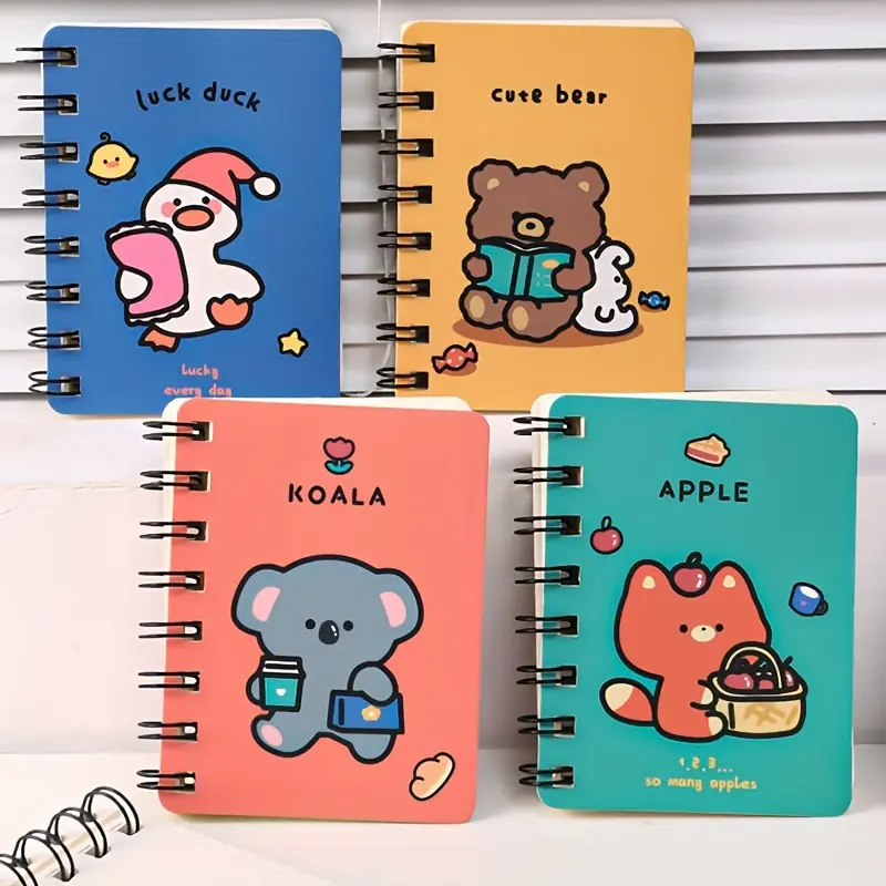 1/4 Pcs Mini Cartoon A7 Notebook with Cute Animal Cover and Blank Pages, Handheld Pocket Notebook for Study, Diary, Memo, Student Essentials, Writing Notebook