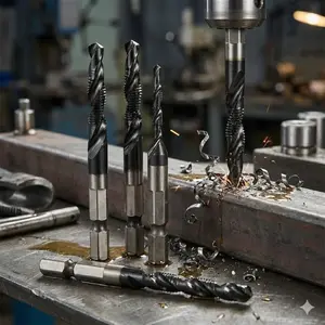 Professional M35 TiAlN Coated Drill Bit Set, Spiral Drill Bit, HSS-Co Cobalt Steel Hex Shank Tap Kit, Durable Chrome Molybdenum Drilling & Tapping Tools for Metal & Wood, M3-M12 Precision Accessories for Multi-Hole Machining