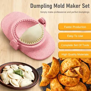 3Pcs Wheat Straw Manual Dumpling Maker Set, Including Dumpling Molds & Dumpling Clips, Chinese Style Pastry Tool, Practical Kitchen Baking Gadgets for Home Cooking & Restaurant Use, Kitchen Utensils