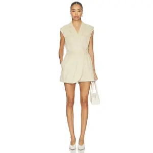 Central Park West Goldie Trench Detail Romper in Khaki