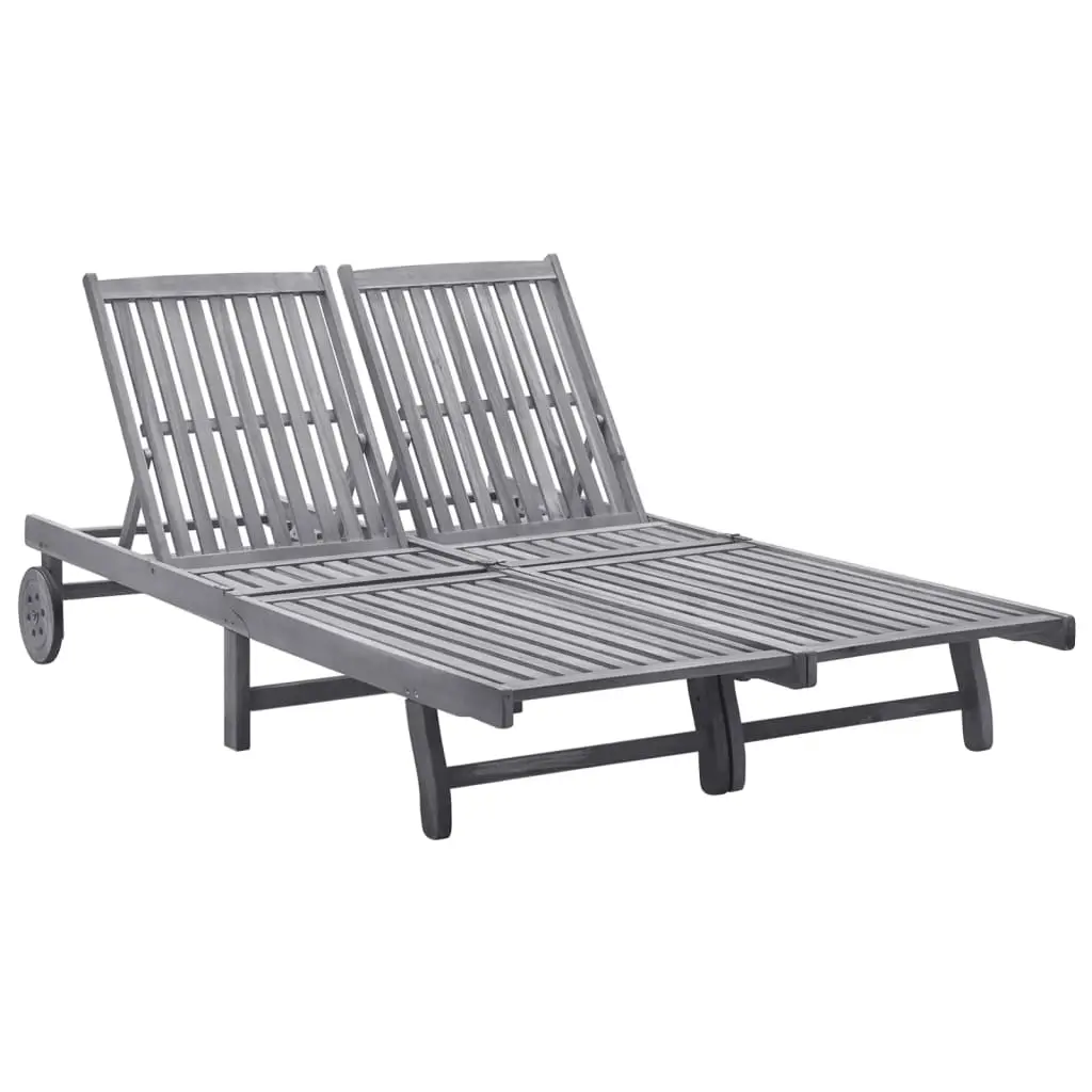 vidaXL 2-Person Sun Lounger, Outdoor Chaise Lounge Chair for 2-Person, Sunlounger, Sunbed for Backyard Poolside, Farmhouse Style, Solid Acacia Wood 311874