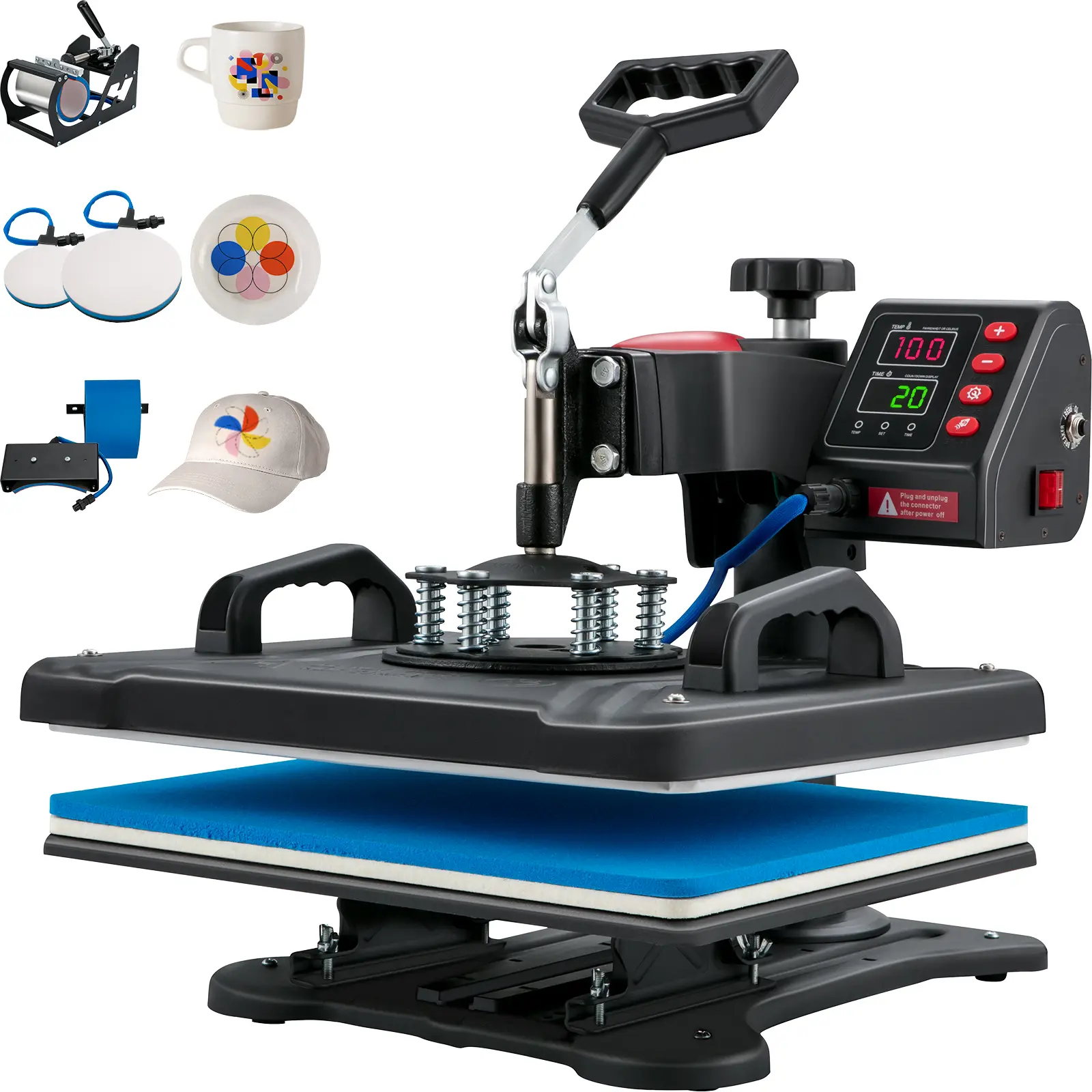 【DealsForYouDays】VEVOR Heat Press 5 in 1 Heat Press 12x15 Machine MachineDigital Precise Temperature ControlClamshell Sublimation Transfer Printer Fast Heat-upVinyl Heat Press for Mug Cup T-Shirt Plate900W