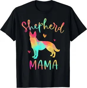 Shepherd Mama Colorful German Shepherd Gifts Dog Mom T-Shirt