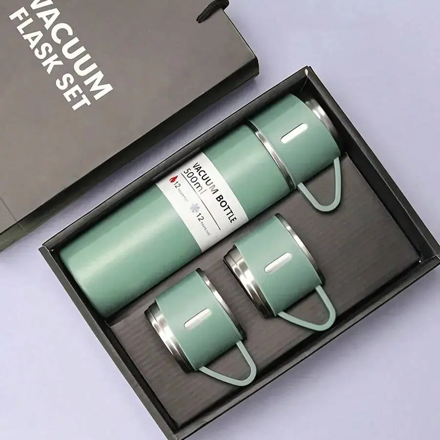 4pcs Per Set, Including 3 Small Cups+1 Water Cup, Insulated Cup Set, Stainless Steel Bottle 500Ml/ 16.9Oz Insulated, Perfect For Hot And Cold Drinks, Perfect For Business And School Three Lid Portable Fashion Spot Business Event Gift Set Stainless