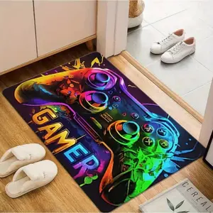 Neon Gamer Controller Border Flannel Door Mat – Soft flannel material, non-slip backing, absorbent & dirt-resistant. Ideal for entryways, gaming rooms, and teen bedrooms. Durable, wear-resistant, easy to clean. Vibrant, eye-catching gaming-themed decor.