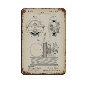 Vintage Metal Tin Signs Vintage Patents Nikola Tesla Patent Metal Signs, Customize for Office, Business, Home, Workplace, Airbnb, Delivery Signs, Rust Free,Aluminum, Fade Resistant