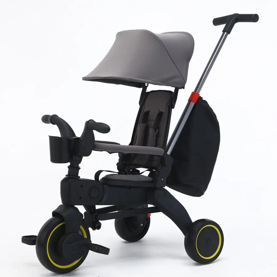 Foldable Toddler Tricycle Pushchair - Strollers for Kids, with Storage Bag, Multifunctional Tricycle for Baby, with Removable Push Handle &  Removable and Adjustable Canopy, Suitable for Outdoors
