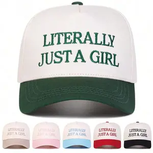 1pc Women "Literally Just A Girl Time" Embroidered Trucker Hat, Casual Street Style Baseball Cap, Suitable For Spring/Autumn Outdoor Travel graduation cap gown stole mexican style hikemore blinged  out  trucker hats women dandy hats skull cap men