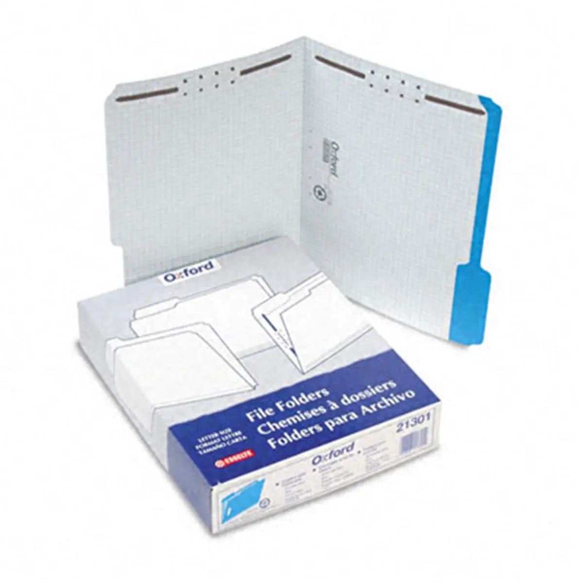 Esselte Pendaflex 21301 Thick Cardstock Folders, 1/3 Cut Top Tab, Letter Size, Blue, with Embossed Fasteners & Interior Grid, Ideal for Note Taking, 50 per Box
