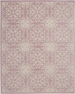 360 stand 8x10 ft Rectangle Floral Print Area Rug - Pink Power Loom Indoor Carpet for Living Room Decor, Easy Cleanup, Indoor Use & Transitional Style