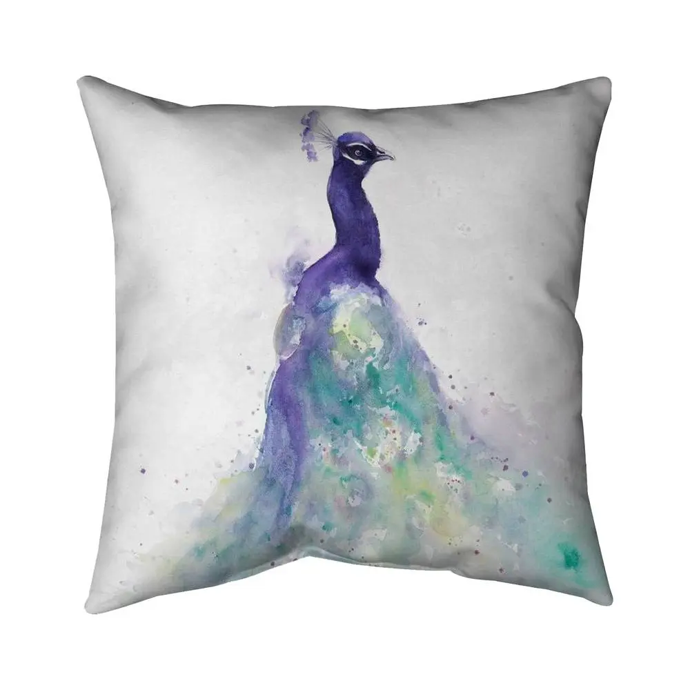 Begin Home Decor 5541-1616-AN272 16 x 16 in. Abstract Peacock Watercolor Pillow - Purple Animal Bedroom Decor