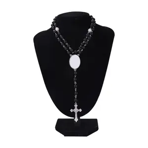 Sublimation Rosary Beads Necklace, Catholic Religious Decor for Prayer