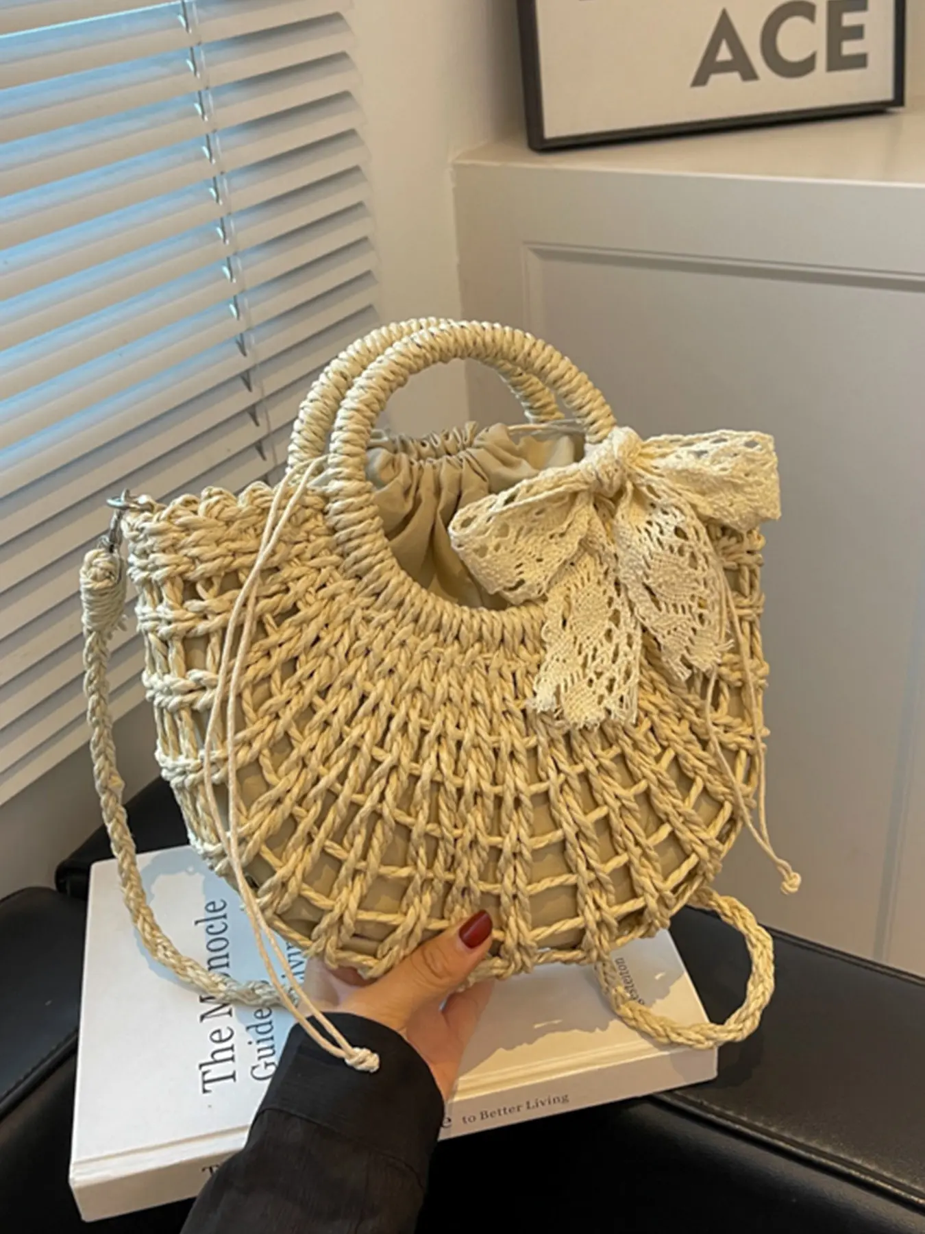 Women's Summer Handbag Basket Bag 2026 New Trendy Fashion Woven Shoulder Bag Korean Style Chic Crossbody Beach Bag