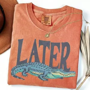 Comfort Color Later Gator T- Shirt, Vintage 90s Style Shirt, 4th Of July shirt, Funny Graphic Alligator Tee, Gift For Him Or Her, Funny Mama Shirt, Mother Day Gift Top Womenswear Fitted