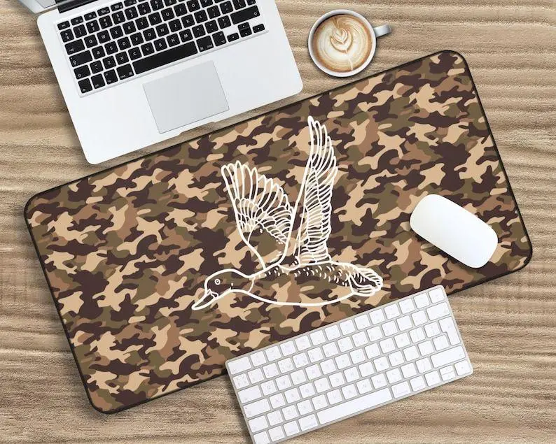 Old school camo desk mat, camo mouse pad, large desk mat, xxl desk mat, beige brown desk mat, duck camo mallard duck hunting, Southern style mouse pad