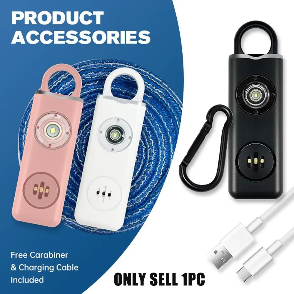 Self-Defense Personal Safety Alarm for Women & Elders, 130db Siren Sound, Rechargeable Portable Keychain Design with LED Flashlight