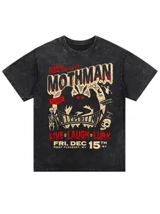 Mothman T-Shirt Black Mothman Graphic Tee with Cryptid Illustration and Vintage Text Design for Men and Women, Unisex Paranormal Creature Shirt for Festivals Concerts Events Halloween Casual Streetwear Graphic Tee