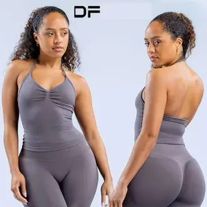 Impact Longline Strappy Top & Shorts/Leggings Set – Seamless Sculpted Fit with Cross-Back Support Bra & Booty-Lifting Bottoms