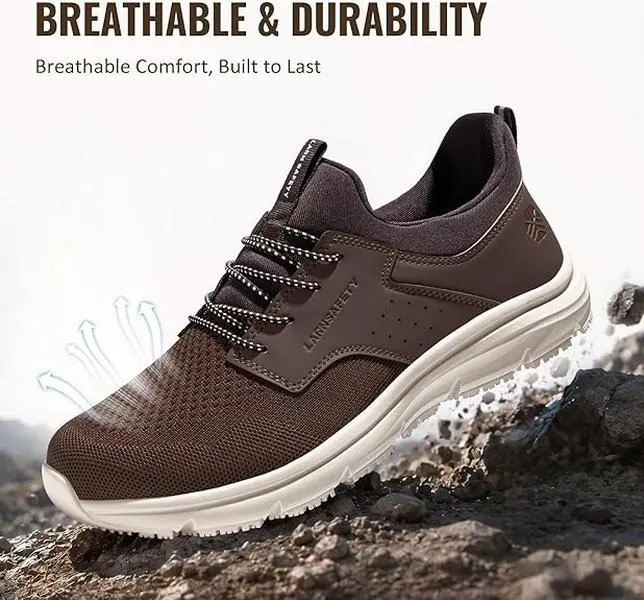 Men's Breathable Knit Slip-On Casual Orthopedic Trainers - Arch Support, Removable Insole, Non-Slip Rubber Outsole, Lightweight for Daily Travel, Work
