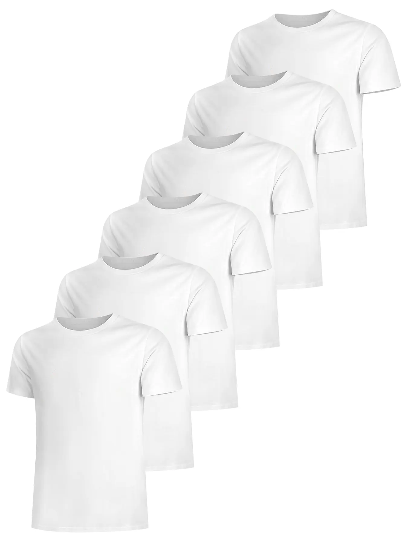 6PCS  Solid Color Lightweight Round Neck T-shirt Set 6 Pieces Menswear Tshirt Man Casual Crewneck true classic