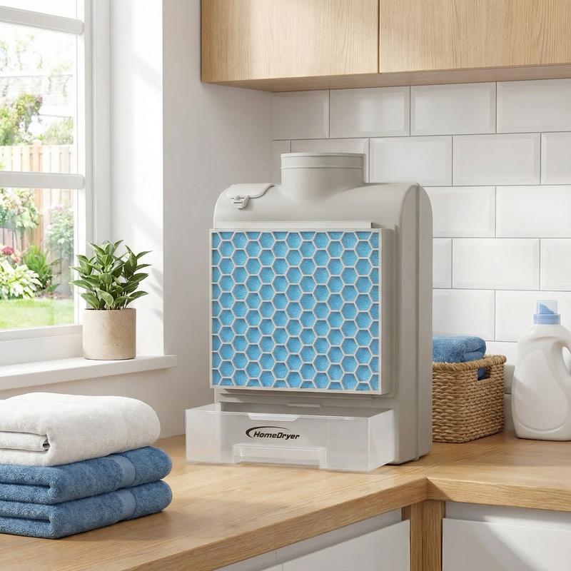 Gray Indoor Dryer Vent 2026 New Upgraded, Dryer Vent Box With Stainless Steel Screen Filter, Enhanced Air Quality Water Drawer System, Plus 6 Extra Polyester Filters for Electric Clothes Dryers