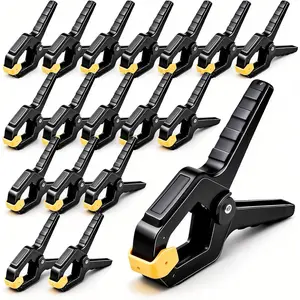18 Pack Heavy Duty Spring Clamps, 3.5inch Multipurpose Woodworking Clamps, Balloon Arch & Tarp Clips for Backdrop , Secure Hold, Plastic Clips(Yellow)