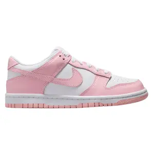 Nike Dunk Low White Medium Soft Pink GS Sneaker FB9109-125 Authentic Original Youth Kids Fashion Everyday Wear Comfort Shoe for Women