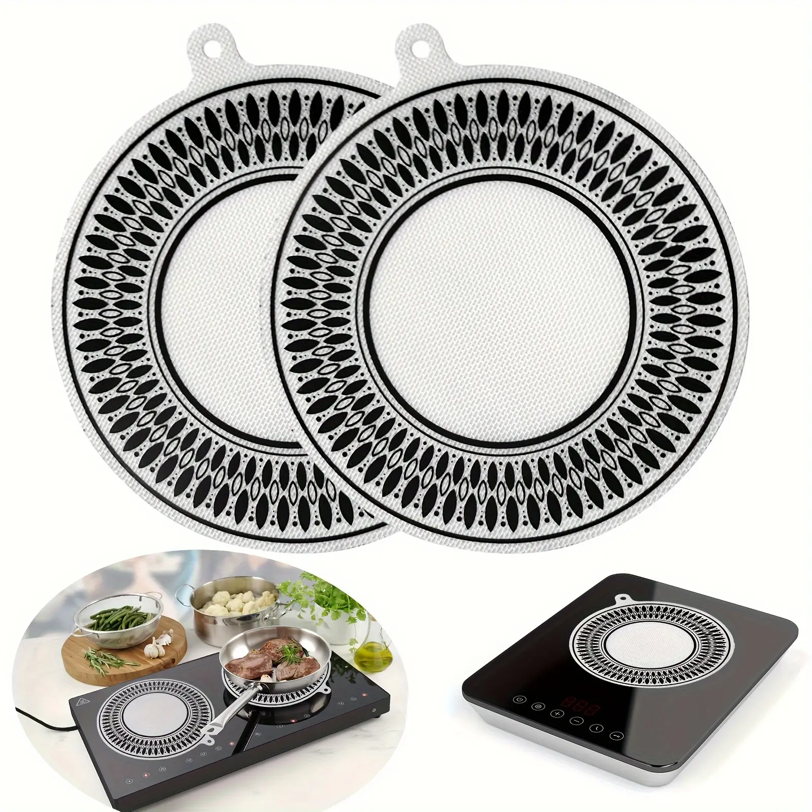 2pcs Silicone Induction Cooktop Protectors - Magnetic Scratch-Resistant Mats for Stove & Air Fryer, Non-Food Grade Kitchen Accessories