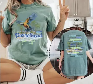 Jimmy Buffett Parrothead t-Shirt, Retro Beach Tee, five o'clock Jimmy Buffett Memorial, Gift for Jimmy Buffett Fan, Full Colors, Full Sizes, For Men, For Women