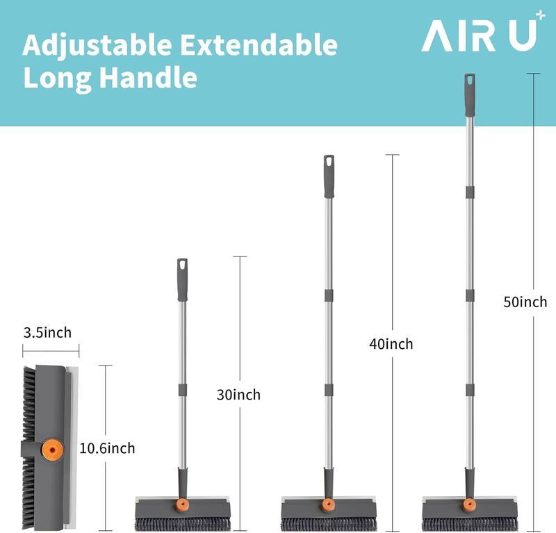 Floor Scrub Brush with Long Handle, cleaning brush,3 in 1 Scrape and Heavy-Duty Stiff Bristle Scrubber Brush for Cleaning Shower Bathroom, Patio, Garage, Kitchen, Wall and Deck,Christmas Gifts