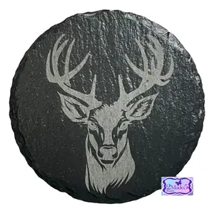 Deer/Buck Round Slate Coaster