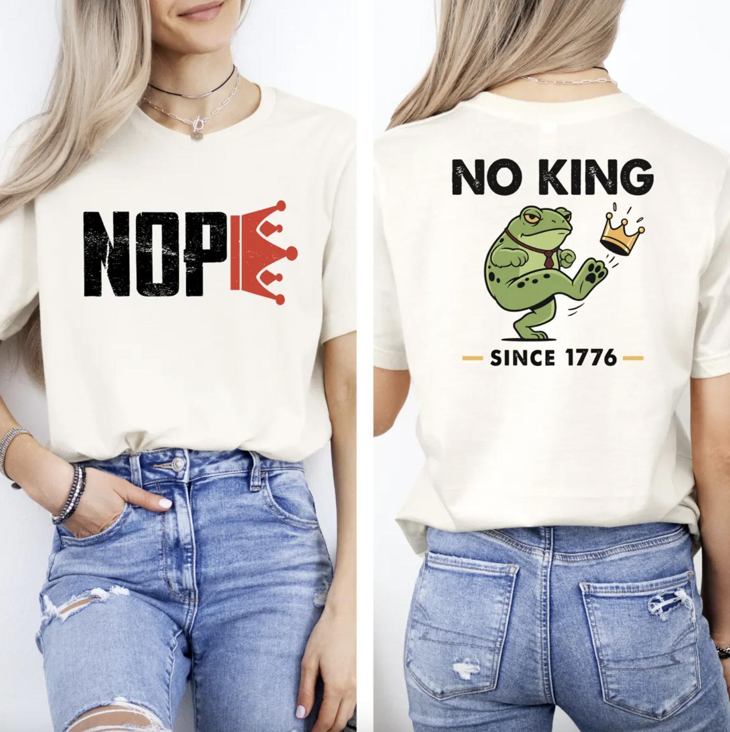 No Kings in America T-Shirt, Protest Tee, Political Shirts, Nope Kings Tee, Crown No Kings Shirt, 4th Of July Gifts, Patriotic Hoodie For Her For Him
