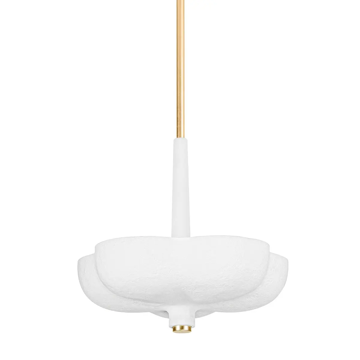 Rimini Pendant Light With White Gesso Shade And Gold Leaf Accents - Organic Modern Design