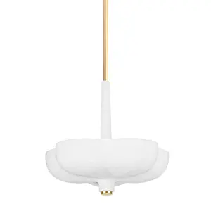 Rimini Pendant Light With White Gesso Shade And Gold Leaf Accents - Organic Modern Design
