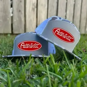 Big Rig Driver Embroidered Trucker Hat, Red Oval Semi Truck Style Grey Blue Flat Bill Mesh Snapback Cap, Trucker Dad Workwear Gift for Men Women